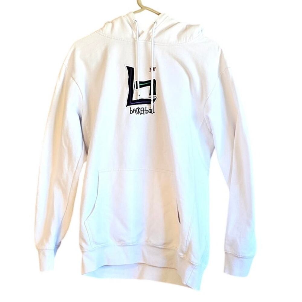 Ballislife white basketball hoodie size Large stain